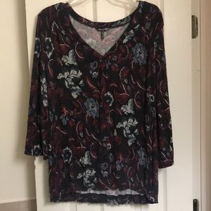 Daisy Fuentes Floral Blouse - Black and Red